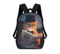 sinyumoney Mochila Escolar Para Niños 17inch Mochila Escolar Para Niños Smart Funny Tabby Hat Cat Mochila Escolar Informal De Moda Mochilas De Viaje Con Estampado 3D Divertidas Y Geniales