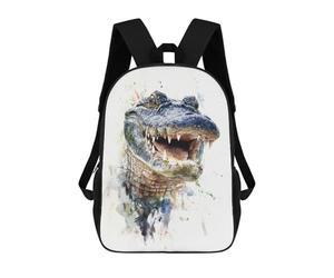 sinyumoney Mochila Escolar Para Niños 17inch Mochila Escolar Para Niños Smiling Alligator Watercolor Mochila Escolar Informal De Moda Mochilas De Viaje Con Estampado 3D Divertidas Y Geniales