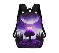 sinyumoney Mochila Escolar Para Niños 17inch Mochila Escolar Para Niños Space Purple Mushroom Mochila Escolar Informal De Moda Mochilas De Viaje Con Estampado 3D Divertidas Y Geniales