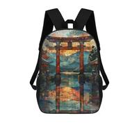 sinyumoney Mochila Escolar Para Niños 17inch Mochila Escolar Para Niños Stained Glass Torii Gate Mochila Escolar Informal De Moda Mochilas De Viaje Con Estampado 3D Divertidas Y Geniales