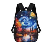 sinyumoney Mochila Escolar Para Niños 17inch Mochila Escolar Para Niños Starry Night Over Cityscape Mochila Escolar Informal De Moda Mochilas De Viaje Con Estampado 3D Divertidas Y Geniales