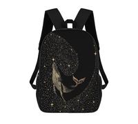 sinyumoney Mochila Escolar Para Niños 17inch Mochila Escolar Para Niños Starry Whale Dark GOLD Mochila Escolar Informal De Moda Mochilas De Viaje Con Estampado 3D Divertidas Y Geniales
