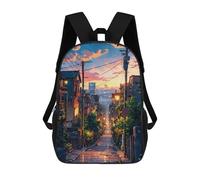 sinyumoney Mochila Escolar Para Niños 17inch Mochila Escolar Para Niños Sunset City Mochila Escolar Informal De Moda Mochilas De Viaje Con Estampado 3D Divertidas Y Geniales