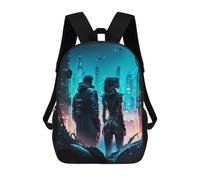 sinyumoney Mochila Escolar Para Niños 17inch Mochila Escolar Para Niños Techno Couple Future City Mochila Escolar Informal De Moda Mochilas De Viaje Con Estampado 3D Divertidas Y Geniales