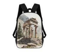 sinyumoney Mochila Escolar Para Niños 17inch Mochila Escolar Para Niños Temple of Apollo in Delphi Mochila Escolar Informal De Moda Mochilas De Viaje Con Estampado 3D Divertidas Y Geniales