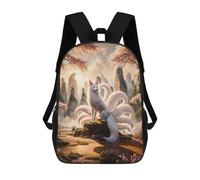 sinyumoney Mochila Escolar Para Niños 17inch Mochila Escolar Para Niños The Nine Tailed Kitsune Mochila Escolar Informal De Moda Mochilas De Viaje Con Estampado 3D Divertidas Y Geniales