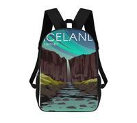 sinyumoney Mochila Escolar Para Niños 17inch Mochila Escolar Para Niños Travel to Iceland Mochila Escolar Informal De Moda Mochilas De Viaje Con Estampado 3D Divertidas Y Geniales
