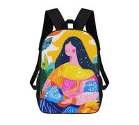 sinyumoney Mochila Escolar Para Niños 17inch Mochila Escolar Para Niños Vivid Fauvist Vision of The Mona Lisa Mochila Escolar Informal De Moda Mochilas De Viaje Con Estampado 3D Divertidas Y Geniales