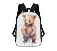 sinyumoney Mochila Escolar Para Niños 17inch Mochila Escolar Para Niños Watercolor Baby Bear Cub Mochila Escolar Informal De Moda Mochilas De Viaje Con Estampado 3D Divertidas Y Geniales