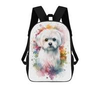 sinyumoney Mochila Escolar Para Niños 17inch Mochila Escolar Para Niños Watercolor Maltese Dog Mochila Escolar Informal De Moda Mochilas De Viaje Con Estampado 3D Divertidas Y Geniales