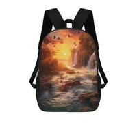 sinyumoney Mochila Escolar Para Niños 17inch Mochila Escolar Para Niños Waterfall in Sunset Mochila Escolar Informal De Moda Mochilas De Viaje Con Estampado 3D Divertidas Y Geniales
