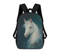 sinyumoney Mochila Escolar Para Niños 17inch Mochila Escolar Para Niños White Horse Portrait Mochila Escolar Informal De Moda Mochilas De Viaje Con Estampado 3D Divertidas Y Geniales
