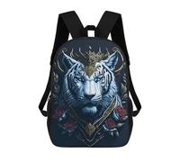 sinyumoney Mochila Escolar Para Niños 17inch Mochila Escolar Para Niños White Tiger Portrait Mochila Escolar Informal De Moda Mochilas De Viaje Con Estampado 3D Divertidas Y Geniales