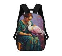 sinyumoney Mochila Escolar Para Niños 17inch Mochila Escolar Para Niños Woman with Roseate Spoonbill Painting Mochila Escolar Informal De Moda Mochilas De Viaje Con Estampado 3D Divertidas Y Geniales