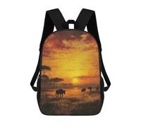 sinyumoney Mochila Escolar Para Niños African Sunset with Wildebeest Mochilas Para Libros Mochila Informal De Viaje Con Impresión 3D Para Niños Y Niñas Mochila De Gran Capacidad 17inch