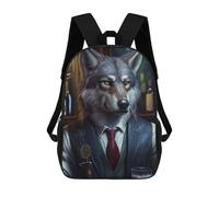 sinyumoney Mochila Escolar Para Niños Alpha Wolf in Formal Attire Mochilas Para Libros Mochila Informal De Viaje Con Impresión 3D Para Niños Y Niñas Mochila De Gran Capacidad 17inch