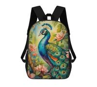 sinyumoney Mochila Escolar Para Niños An Peacock Illustration Mochilas Para Libros Mochila Informal De Viaje Con Impresión 3D Para Niños Y Niñas Mochila De Gran Capacidad 17inch