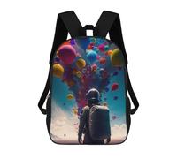 sinyumoney Mochila Escolar Para Niños Astronaut Balloons Sky -1 Mochilas Para Libros Mochila Informal De Viaje Con Impresión 3D Para Niños Y Niñas Mochila De Gran Capacidad 17inch