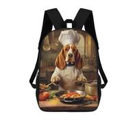 sinyumoney Mochila Escolar Para Niños Basset Hound Chef Mochilas Para Libros Mochila Informal De Viaje Con Impresión 3D Para Niños Y Niñas Mochila De Gran Capacidad 17inch