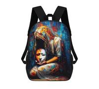 sinyumoney Mochila Escolar Para Niños Behind The Mask - Abstract Expressionism Mochilas Para Libros Mochila Informal De Viaje Con Impresión 3D Para Niños Y Niñas Mochila De Gran Capacidad 17inch