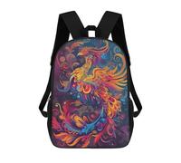 Sinyumoney Mochila escolar para niños Bird Shaman Mochila casual para viajes, impresión en 3D, para niños y niñas, gran capacidad, Whimsical Phoenix, 17"