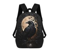 Sinyumoney Mochila escolar para niños Bird Shaman Mochila casual para viajes, impresión en 3D, para niños y niñas, gran capacidad, The Obsidian Crow, 17"