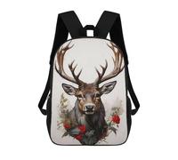 Sinyumoney Mochila escolar para niños Bird Shaman Mochila casual para viajes, impresión en 3D, para niños y niñas, gran capacidad, Reindeer Rhapsody, 17"