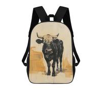 sinyumoney Mochila Escolar Para Niños Black Bull Painting Mochilas Para Libros Mochila Informal De Viaje Con Impresión 3D Para Niños Y Niñas Mochila De Gran Capacidad 17inch