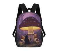 sinyumoney Mochila Escolar Para Niños Black Cat Under A Mushroom Mochila De Moda Para Adolescentes Mochila Informal Para Niños Y Niñas Mochila Escolar Con Impresión 3D 17inch