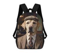 sinyumoney Mochila Escolar Para Niños Blonde Labrador Dog Wearing A Suit in The Pub Mochilas Para Libros Mochila Informal De Viaje Con Impresión 3D Para Niños Y Niñas Mochila De Gran Capacidad 17inch