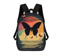 sinyumoney Mochila Escolar Para Niños Butterfly Sunset Mochilas Para Libros Mochila Informal De Viaje Con Impresión 3D Para Niños Y Niñas Mochila De Gran Capacidad 17inch