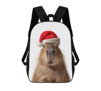 sinyumoney Mochila Escolar Para Niños Capybara Christmas Portrait Mochilas Para Libros Mochila Informal De Viaje Con Impresión 3D Para Niños Y Niñas Mochila De Gran Capacidad 17inch