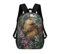 sinyumoney Mochila Escolar Para Niños Capybara in A Garden Mochilas Para Libros Mochila Informal De Viaje Con Impresión 3D Para Niños Y Niñas Mochila De Gran Capacidad 17inch