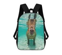 sinyumoney Mochila Escolar Para Niños Capybara Underwater Portrait Mochila De Moda Para Adolescentes Mochila Informal Para Niños Y Niñas Mochila Escolar Con Impresión 3D 17inch