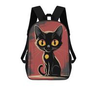 sinyumoney Mochila Escolar Para Niños Cartoon Black Cat with Yellow Eyes Mochilas Para Libros Mochila Informal De Viaje Con Impresión 3D Para Niños Y Niñas Mochila De Gran Capacidad 17inch