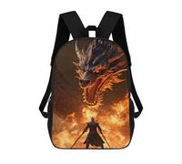 Sinyumoney Mochila escolar para niños Cat Close Up Mochila Casual para Viajes, Impreso en 3D, para niños y niñas, gran capacidad, Legendary Fire Dragon, 17"