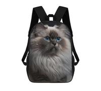 Sinyumoney Mochila escolar para niños Cat Close Up Mochila Casual para Viajes, Impreso en 3D, para niños y niñas, gran capacidad, Birmano Kitten, 17"