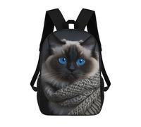 Sinyumoney Mochila escolar para niños Cat Close Up Mochila Casual para Viajes, Impreso en 3D, para niños y niñas, gran capacidad, El Birmano, 17"