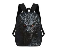 Sinyumoney Mochila escolar para niños Cat Close Up Mochila Casual para Viajes, Impreso en 3D, para niños y niñas, gran capacidad, dragón negro, 17"
