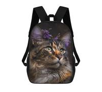 Sinyumoney Mochila escolar para niños Cat Close Up Mochila Casual para Viajes, Impreso en 3D, para niños y niñas, gran capacidad, Maine Coon, 17"