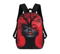Sinyumoney Mochila escolar para niños Cat Close Up Mochila Casual para Viajes, Impreso en 3D, para niños y niñas, gran capacidad, Abstractwoman y árbol, 17"