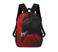 Sinyumoney Mochila escolar para niños Cat Close Up Mochila Casual para Viajes, Impreso en 3D, para niños y niñas, gran capacidad, Cuervo con ojos rojos, 17"