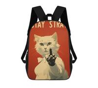 Sinyumoney Mochila escolar para niños Cat Close Up Mochila Casual para Viajes, Impreso en 3D, para niños y niñas, gran capacidad, Stay Stray, 17"
