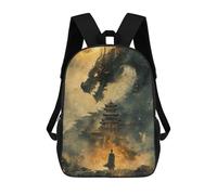 Sinyumoney Mochila escolar para niños Cat Close Up Mochila Casual para Viajes, Impreso en 3D, para niños y niñas, gran capacidad, Antiguo dragón chino, 17"