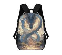 Sinyumoney Mochila escolar para niños Cat Close Up Mochila Casual para Viajes, Impreso en 3D, para niños y niñas, gran capacidad, Templo del Dragón Ch, 17"
