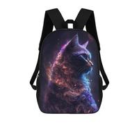 Sinyumoney Mochila escolar para niños Cat Close Up Mochila Casual para Viajes, Impreso en 3D, para niños y niñas, gran capacidad, Space Cat, 17"
