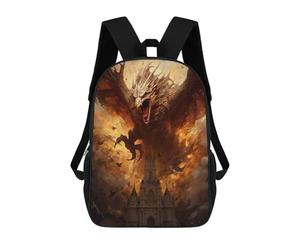 Sinyumoney Mochila escolar para niños Cat Close Up Mochila Casual para Viajes, Impreso en 3D, para niños y niñas, gran capacidad, Ataque del dragón del fuego, 17"