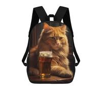 sinyumoney Mochila Escolar Para Niños Cat Loves Beer Mochila De Moda Para Adolescentes Mochila Informal Para Niños Y Niñas Mochila Escolar Con Impresión 3D 17inch