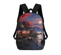 sinyumoney Mochila Escolar Para Niños Cherry Blossom Village Mochilas Para Libros Mochila Informal De Viaje Con Impresión 3D Para Niños Y Niñas Mochila De Gran Capacidad 17inch