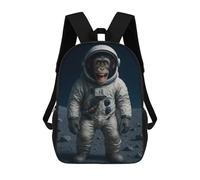 sinyumoney Mochila Escolar Para Niños Chimpanzee Astronaut on The Moon Mochilas Para Libros Mochila Informal De Viaje Con Impresión 3D Para Niños Y Niñas Mochila De Gran Capacidad 17inch